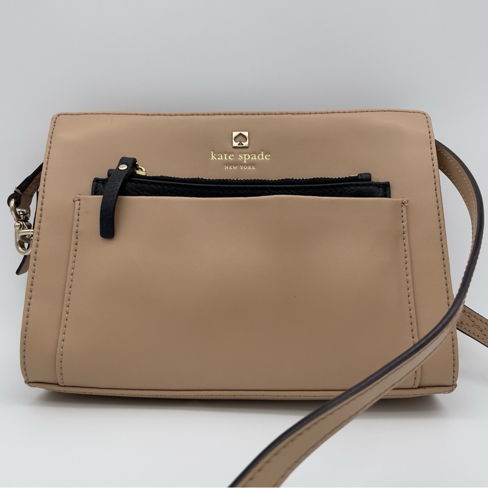Kate Spade New York Leather Crossbody / Shoulder Bag – Beige & Black
